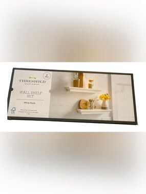 Threshold 2 Piece White Wall Shelf Set 15.75” Floating Ledge Shelves New